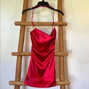 NWTs! Fashion Nova Red Satin Mini Dress